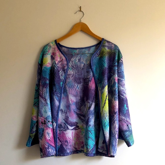 Vintage shimmery, crinkled, swishy cardigan. Size S - Picture 3 of 3